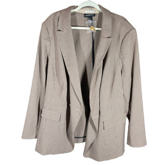 Lane Bryant Womens Bryant Blazer 28 Brown Houndstooth Gold Buttons NWT Academia - Picture 1 of 10
